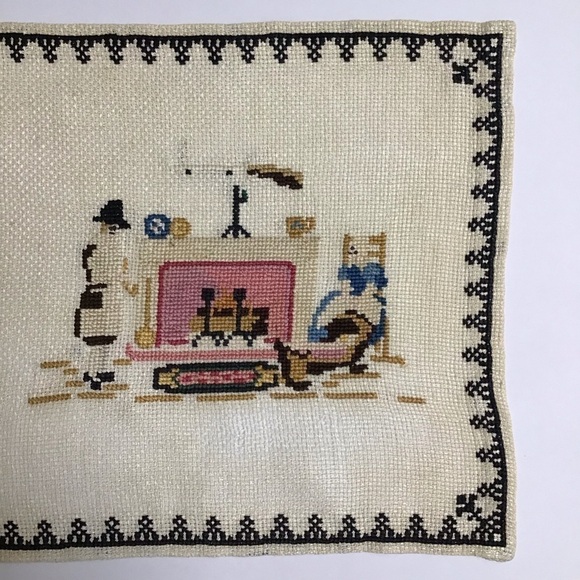 Vintage Americana Cross Stitch Colonial Sampler Art Complete 11x12” Pilgrims - Picture 6 of 16